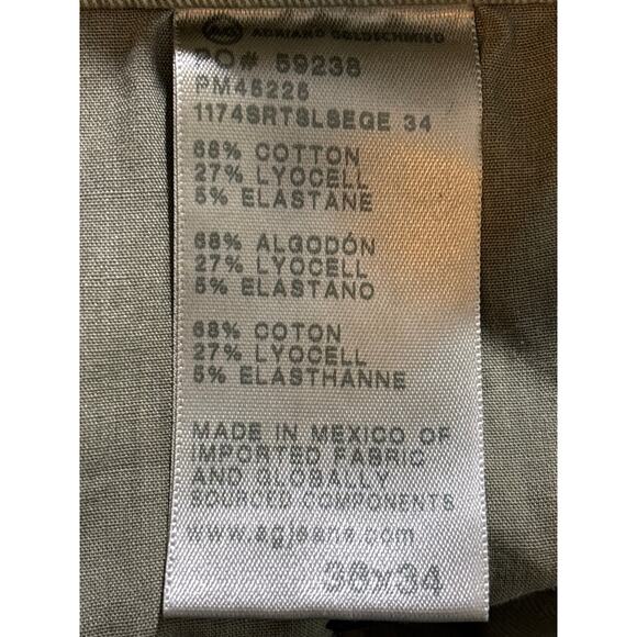 Adriano Goldschmied Graduate Pants Men's 38x34 Olive Green Tailored Leg Stretch - Picture 5 of 13